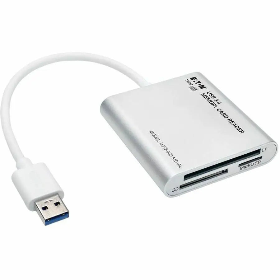 EATON Tripp Lite USB 3.0 SuperSpeed Multi-Drive Memory Card Reader/Writer Aluminum 5Gbps - SD, SDHC, SDXC, Reduced Size MultiMediaCard (MMC), MMCmobile, MMCplus, microSD, microSDHC, TransFlash, CompactFlash - U352-000-MD-AL