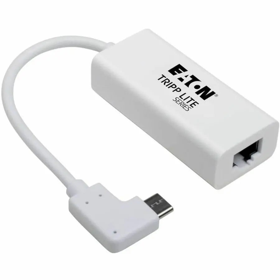 EATON Tripp Lite USB C to Gigabit Adapter Converter USB 3.1 Right-Angle White 6in - Thunderbolt 3 - 1 Port(s) - 1 - Twisted Pair - U436-06N-GBW-RA