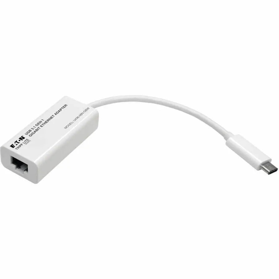 EATON Tripp Lite USB-C to Gigabit Ethernet NIC Network Adapter 10/100/1000 Mbps White - USB 3.1 - 1 Port(s) - 1 - Twisted Pair - U436-06N-GBW