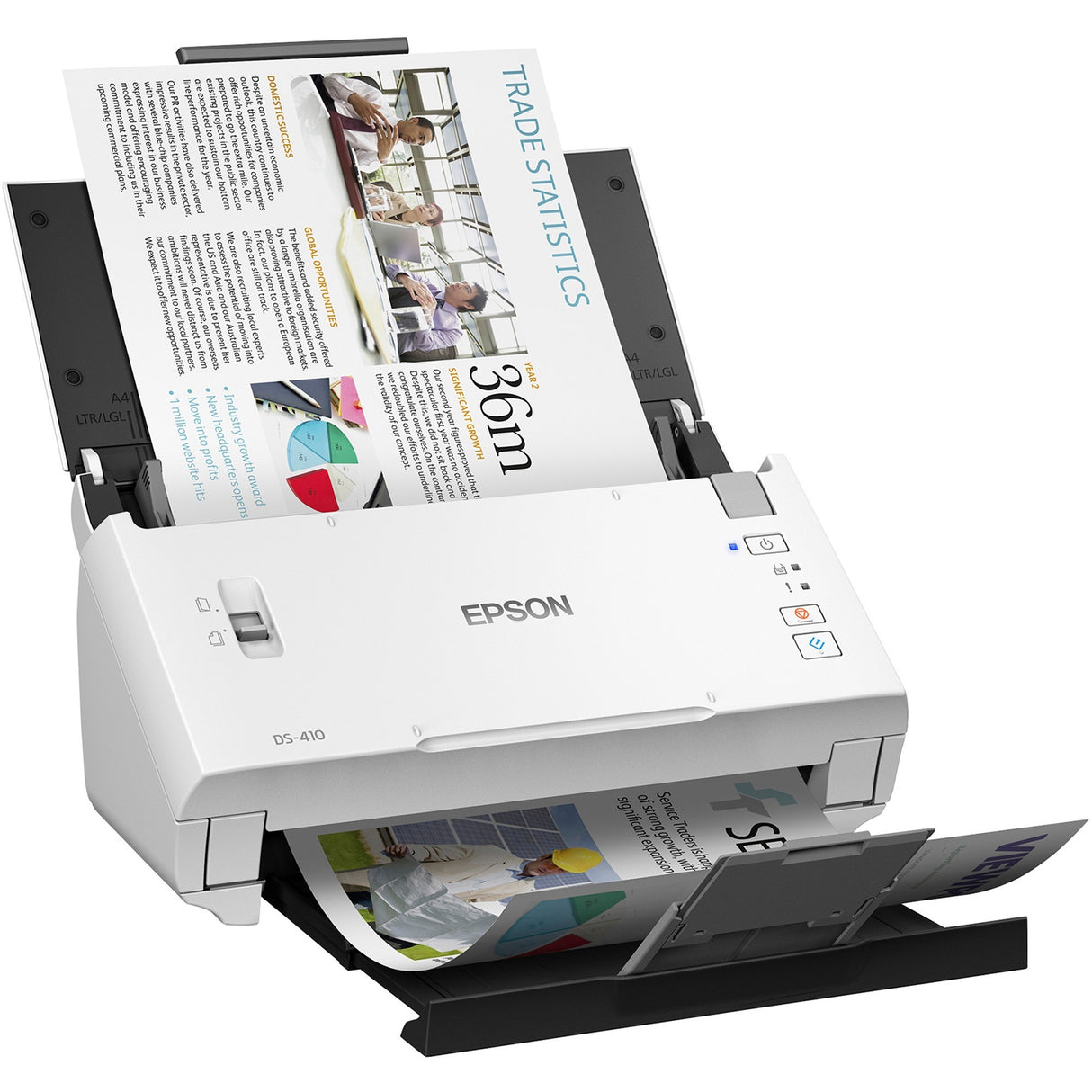 EPSON Epson DS-410 Sheetfed Scanner - 600 dpi Optical - 48-bit Color - 16-bit Grayscale - 26 ppm (Mono) - 26 ppm (Color) - Duplex Scanning - USB - B11B249201