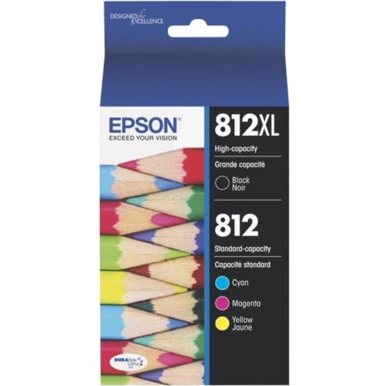 EPSON Epson® 812XL/812 DuraBrite® Ultra High-Yield Black And Cyan/Yellow/Magenta Ink Cartridges, Pack Of 4, T812XL-BCS - Inkjet - Ultra High Yield - 4 / Pack - T812XL-BCS