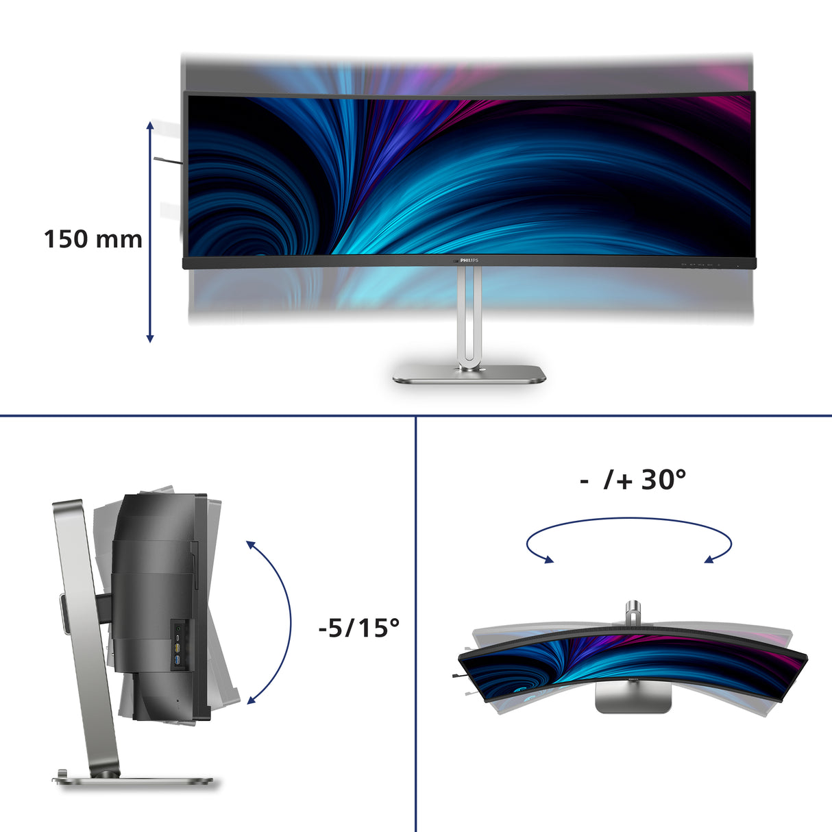 Philips 5000 series 49B2U5900C/27 computer monitor 124 cm (48.8") 5120 x 1440 pixels Dual QHD LCD Black - 49B2U5900C