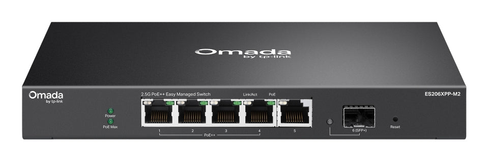 TP-Link ES206XPP-M2 network switch Managed L2 2.5G Ethernet (100/1000/2500) Power over Ethernet (PoE) Desktop/Wall-Mounting Black - ES206XPP-M2