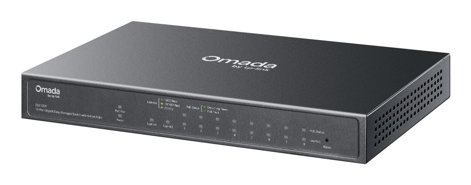TP-Link Omada ES210GP network switch Managed L2 Gigabit Ethernet (10/100/1000) Power over Ethernet (PoE) DIN rail Black - ES210GP