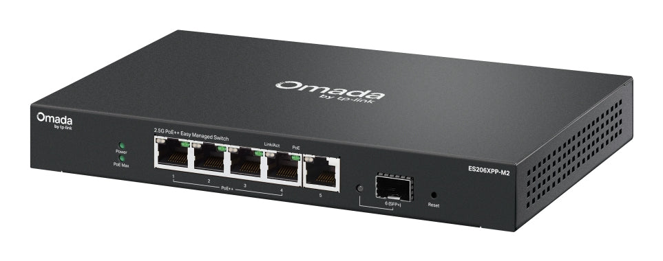 TP-Link ES206XPP-M2 network switch Managed L2 2.5G Ethernet (100/1000/2500) Power over Ethernet (PoE) Desktop/Wall-Mounting Black - ES206XPP-M2
