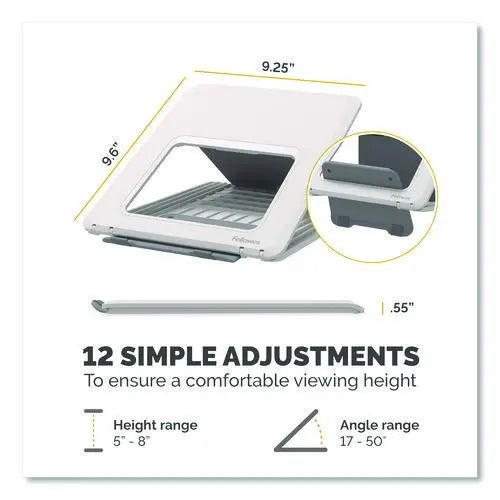 FELLOWES FELLOWES Breyta Laptop Stand, 9.25" x 10.55" x 0.55" - 8", White, Supports Up to 8.8 lbs - 100098501