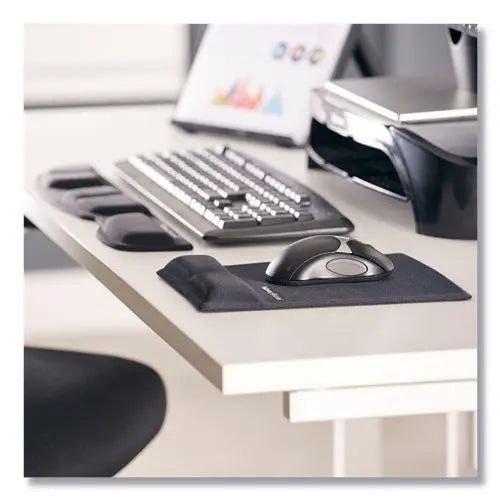 FELLOWES FELLOWES Ergonomic Memory Foam Wrist Support with Attached Mouse Pad, 8.25 x 9.87, Black - 9181201
