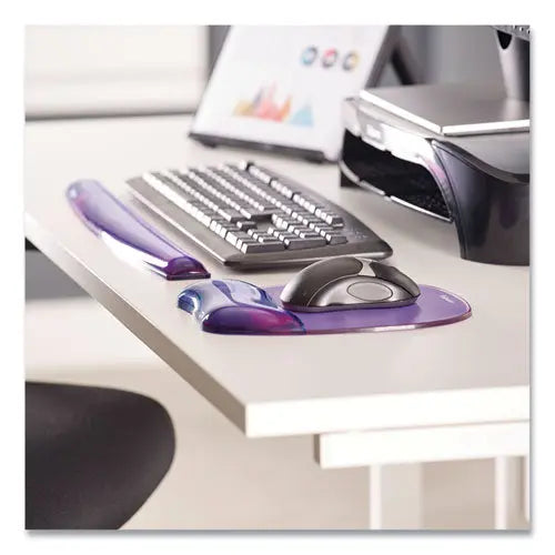 FELLOWES FELLOWES Gel Crystals Keyboard Wrist Rest, 18.5 x 2.25, Purple - 91437