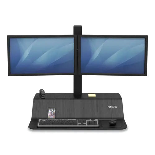 FELLOWES FELLOWES Lotus VE Sit-Stand Workstation - Dual, 29" x 28.5" x 42.5", Black - 8082001