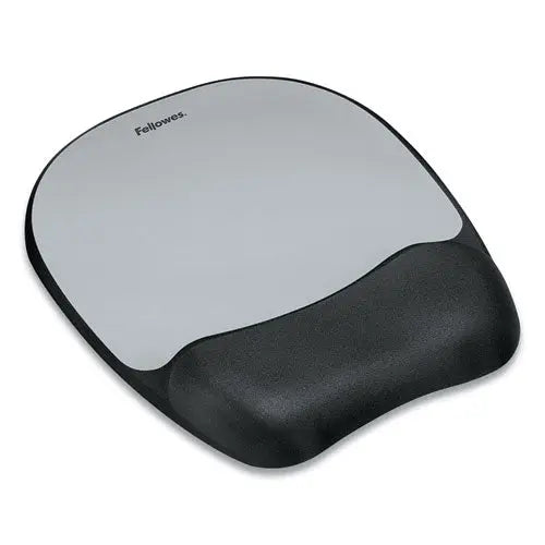 FELLOWES FELLOWES Memory Foam Mouse Pad with Wrist Rest, 7.93 x 9.25, Black/Silver - 9175801
