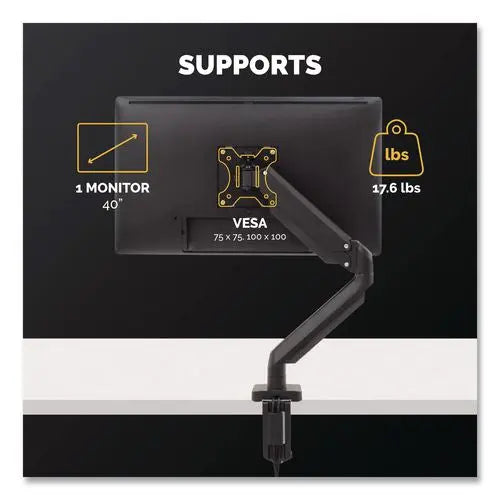 FELLOWES FELLOWES Platinum Series Single Monitor Arm, For 40" Monitors, 360 deg Rotation, 45 deg Tilt, 180 de - 8043301