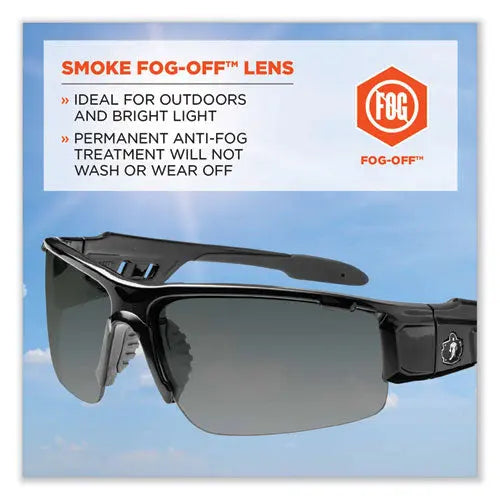 FELLOWES FELLOWES Skullerz Dagr Safety Glasses, Black Nylon Impact Frame, Anti-Fog Smoke Polycarbonate Lens - 52033
