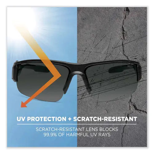 FELLOWES FELLOWES Skullerz Dagr Safety Glasses, Black Nylon Impact Frame, Anti-Fog Smoke Polycarbonate Lens - 52033