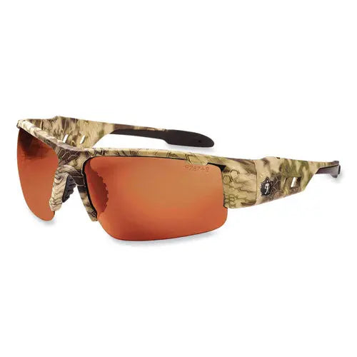FELLOWES FELLOWES Skullerz Dagr Safety Glasses, Kryptek Highlander Nylon Impact Frame, Polarized Copper Polyc - 52321