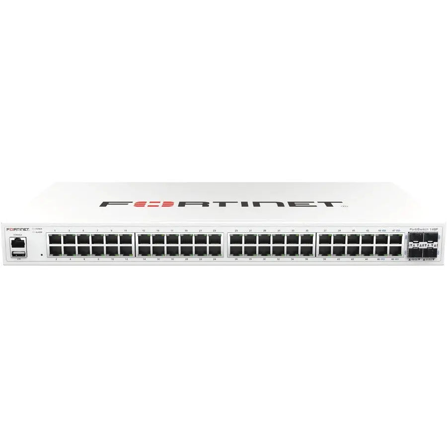 FORTINET Fortinet FortiSwitch FS-148F Ethernet Switch - 48 Ports - Manageable - 2 Layer Supported - Modular - 57 W Power Consumption - Optical Fiber, Twisted Pair - 1U High - Rack-mountable - Lifetime Limited ... - FS-148F