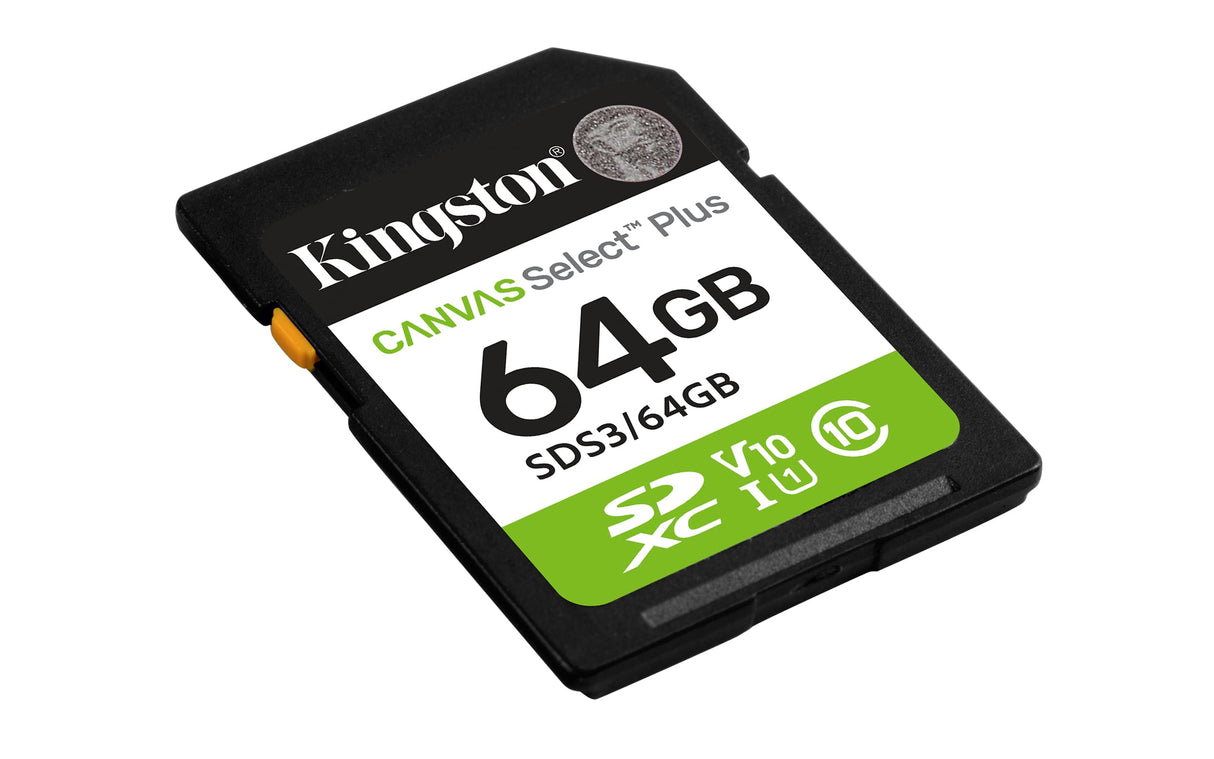 KINGSTON Digital Media Kingston Technology 64GB SDXC Canvas Select Plus Gen3 100MB/s C10 UHS-I U1 V10 - SDS3/64GB