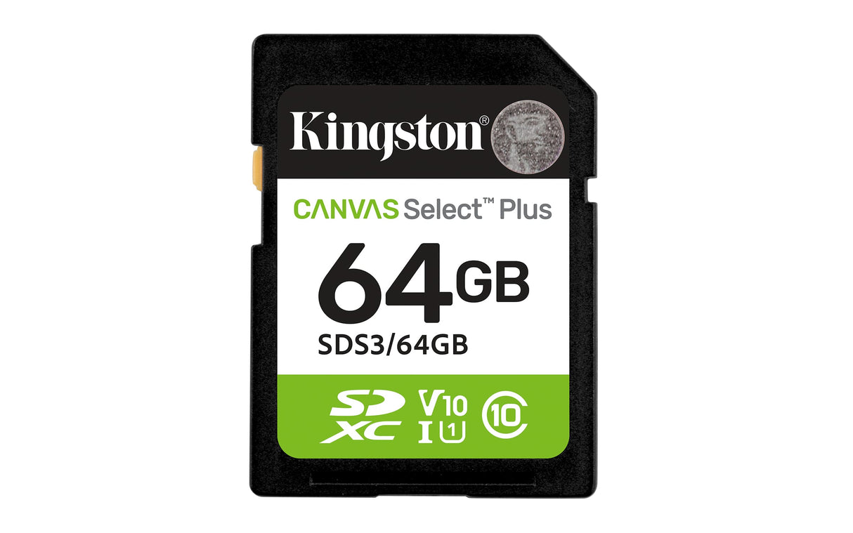 KINGSTON Digital Media Kingston Technology 64GB SDXC Canvas Select Plus Gen3 100MB/s C10 UHS-I U1 V10 - SDS3/64GB
