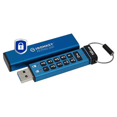 KINGSTON Kingston Technology IronKey 16GB Keypad 200, FIPS 140-3 Lvl 3 AES-256 Hardware Encrypted - IKKP200/16GB