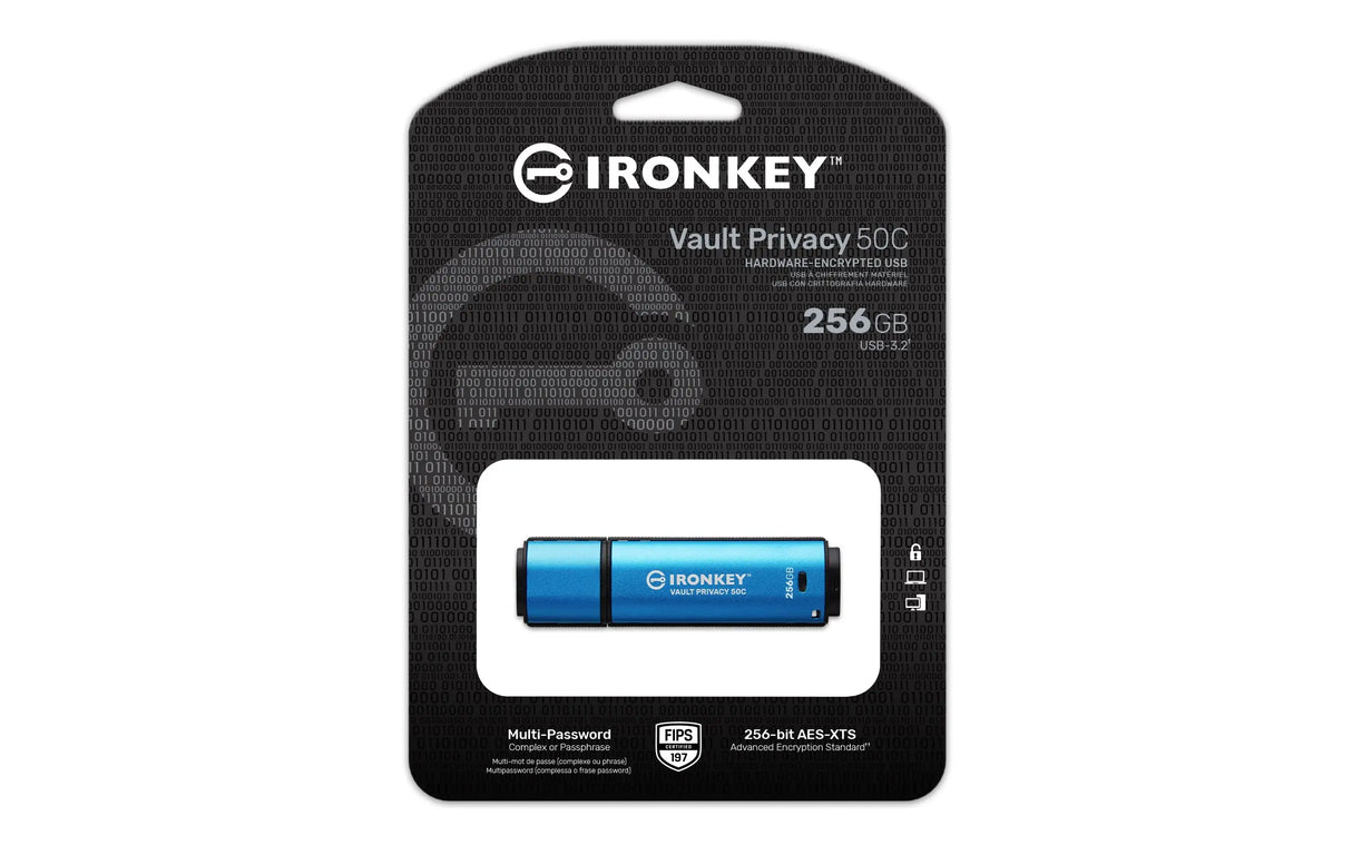 KINGSTON Kingston Technology IronKey 256GB USB-C Vault Privacy 50C AES-256 Encrypted, FIPS 197 - IKVP50C/256GB