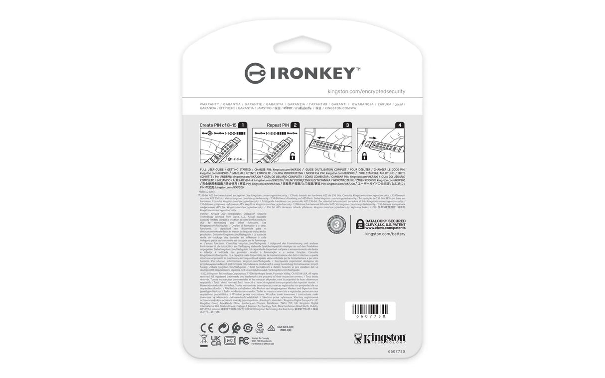 KINGSTON Kingston Technology IronKey 32GB Keypad 200, FIPS 140-3 Lvl 3 AES-256 Hardware Encrypted - IKKP200/32GB