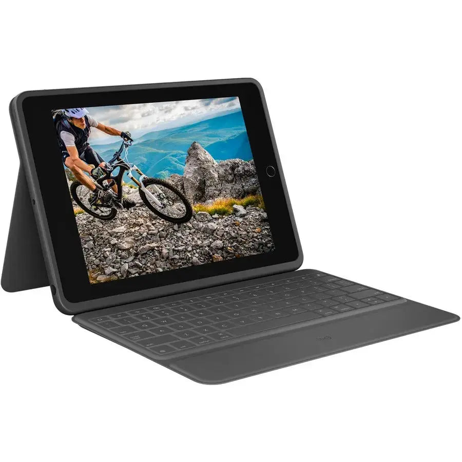 LOGITECH Logitech Rugged Folio Rugged Keyboard/Cover Case (Folio) Apple, Logitech iPad (7th Generation), iPad (8th Generation), iPad (9th Generation) Tablet - Graphite - Spill Proof, Dirt Resistant, Shock Abso... - 920-009312