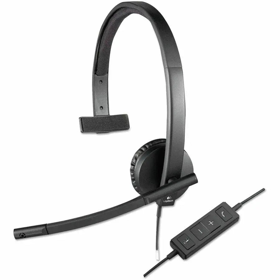LOGITECH Logitech USB Headset Mono H570e - Mono - USB - Wired - 31.50 Hz - 20 kHz - Over-the-head - Monaural - Supra-aural - Noise Cancelling, Electret Microphone - 981-000570