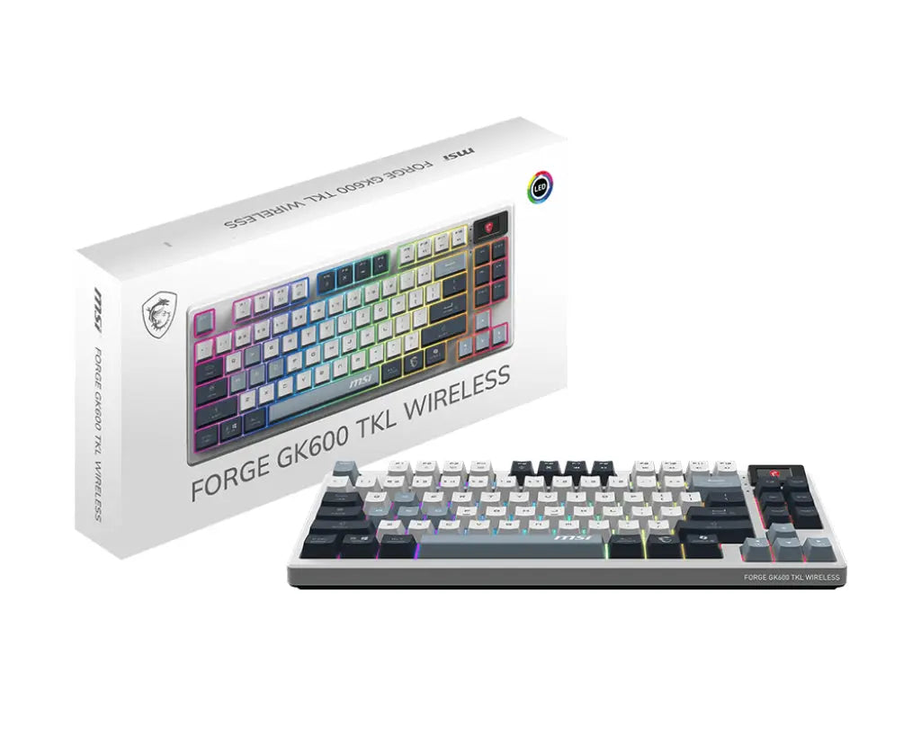 MSI MSI FORGE GK600 TKL WIRELESS SKY keyboard Gaming USB + Bluetooth QWERTY UK English Blue, White - FORGEGK600B