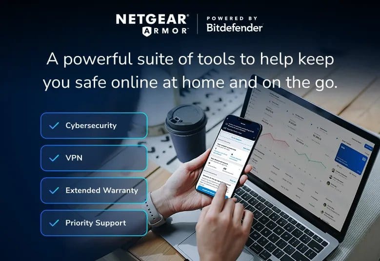 NETGEAR Bridge / Router NETGEAR Nighthawk RS100 wireless router Gigabit Ethernet Dual-band (2.4 GHz / 5 GHz) Black - RS100-100NAS
