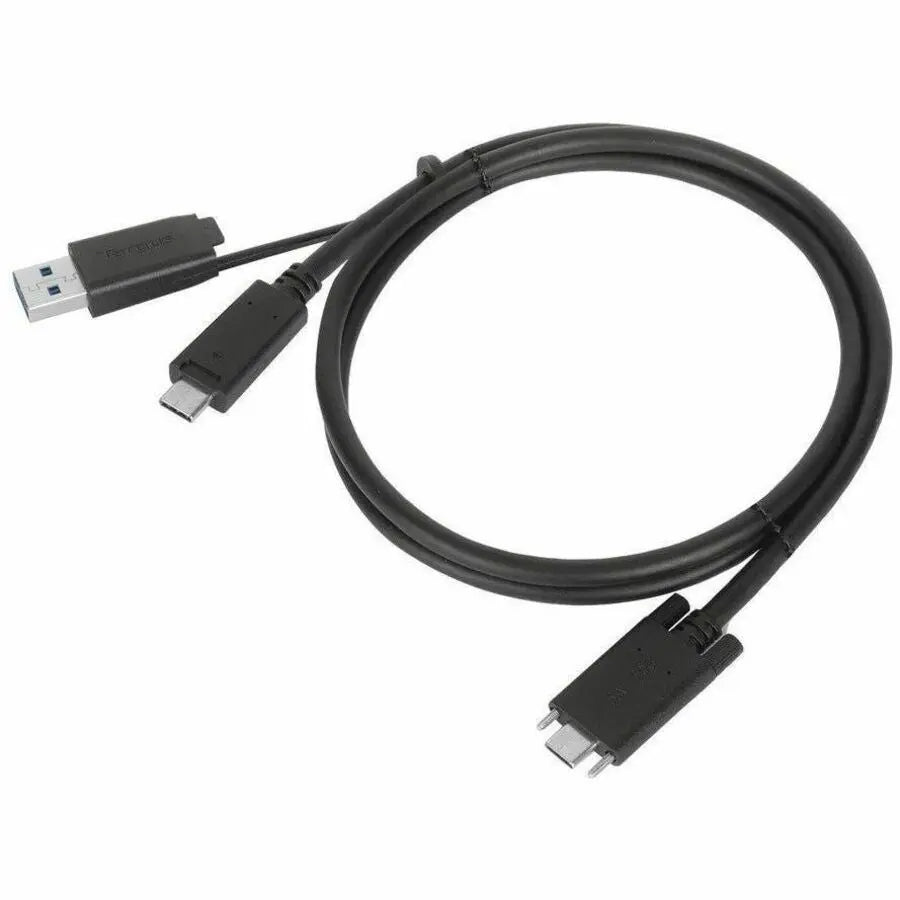 TARGUS Targus 1M USB-C Male with Screw to USB-C Male Cable with USB-A Tether - 3.28 ft USB/USB-C Data Transfer Cable for Dock, Tablet, Notebook - First End: 1 x USB Type C - Male - Second End: 1 x USB Type C... - ACC1133GLX