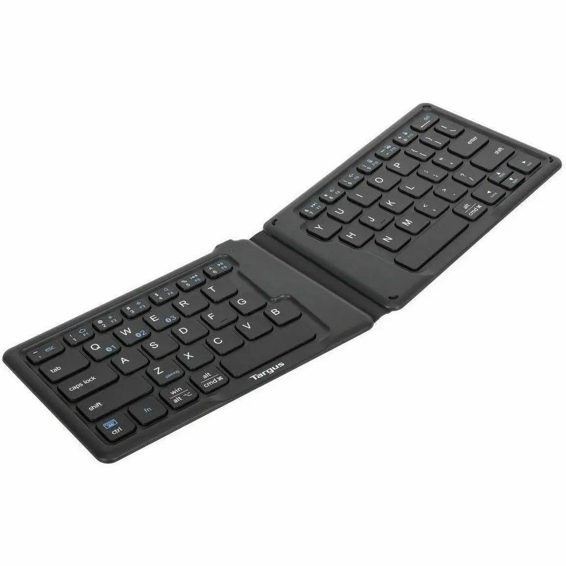 TARGUS Targus Ergonomic Foldable Bluetooth Antimicrobial Keyboard - Wireless Connectivity - Bluetooth/RF - 2.40 GHz - English (US) - QWERTY Layout - iPad, iPhone, Desktop Computer, MAC - PC, Mac - Black - AKF003US