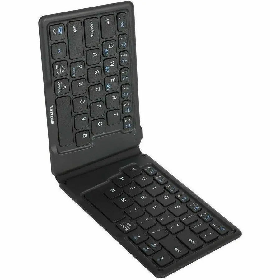 TARGUS Targus Ergonomic Foldable Bluetooth Antimicrobial Keyboard - Wireless Connectivity - Bluetooth/RF - 2.40 GHz - English (US) - QWERTY Layout - iPad, iPhone, Desktop Computer, MAC - PC, Mac - Black - AKF003US