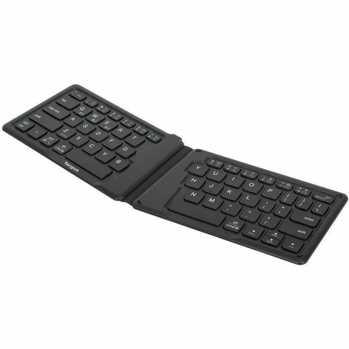 TARGUS Targus Ergonomic Foldable Bluetooth Antimicrobial Keyboard - Wireless Connectivity - Bluetooth/RF - 2.40 GHz - English (US) - QWERTY Layout - iPad, iPhone, Desktop Computer, MAC - PC, Mac - Black - AKF003US