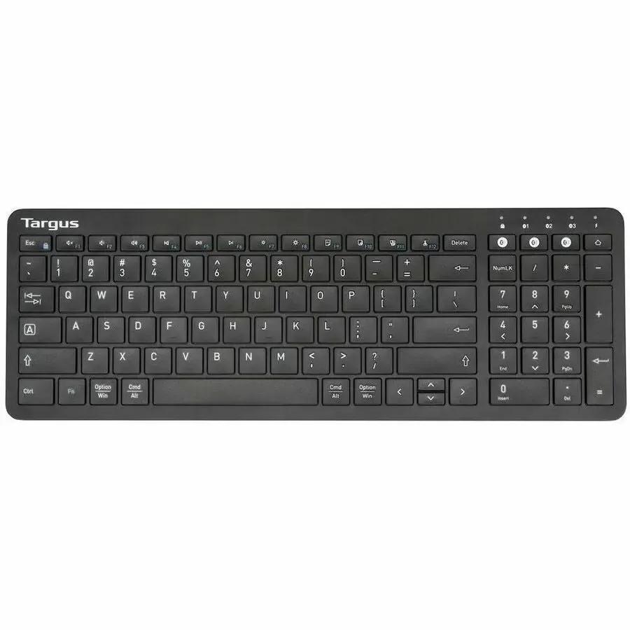 TARGUS Targus Midsize Multi-Device Bluetooth Antimicrobial Keyboard - Wireless Connectivity - Bluetooth - English (US) - QWERTY Layout - PC, Mac - AAA Battery Size Supported - Black - AKB863US