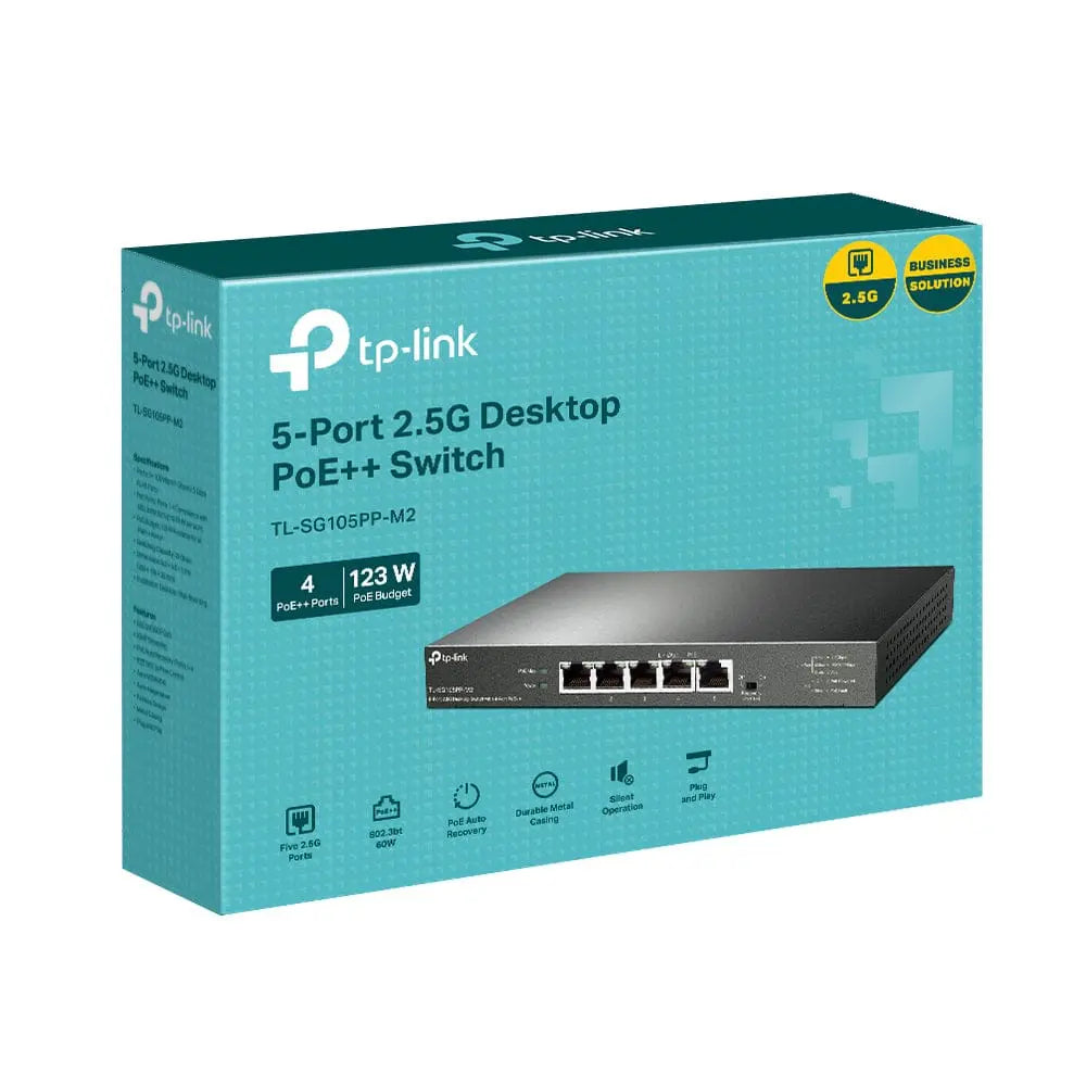 TP-LINK TP-Link 5-Port 2.5G Desktop Switch with 4-Port PoE++ - TL-SG105PP-M2