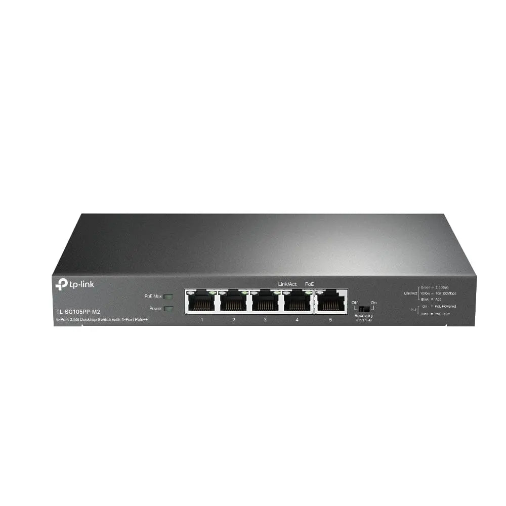 TP-LINK TP-Link 5-Port 2.5G Desktop Switch with 4-Port PoE++ - TL-SG105PP-M2