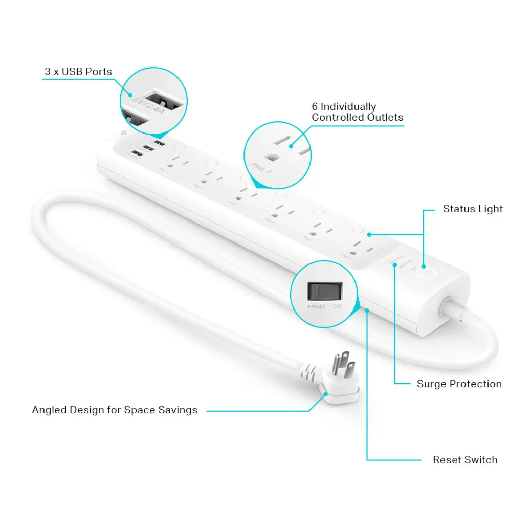 TP-LINK TP-Link HS300 power extension 6 AC outlet(s) Indoor White - HS300