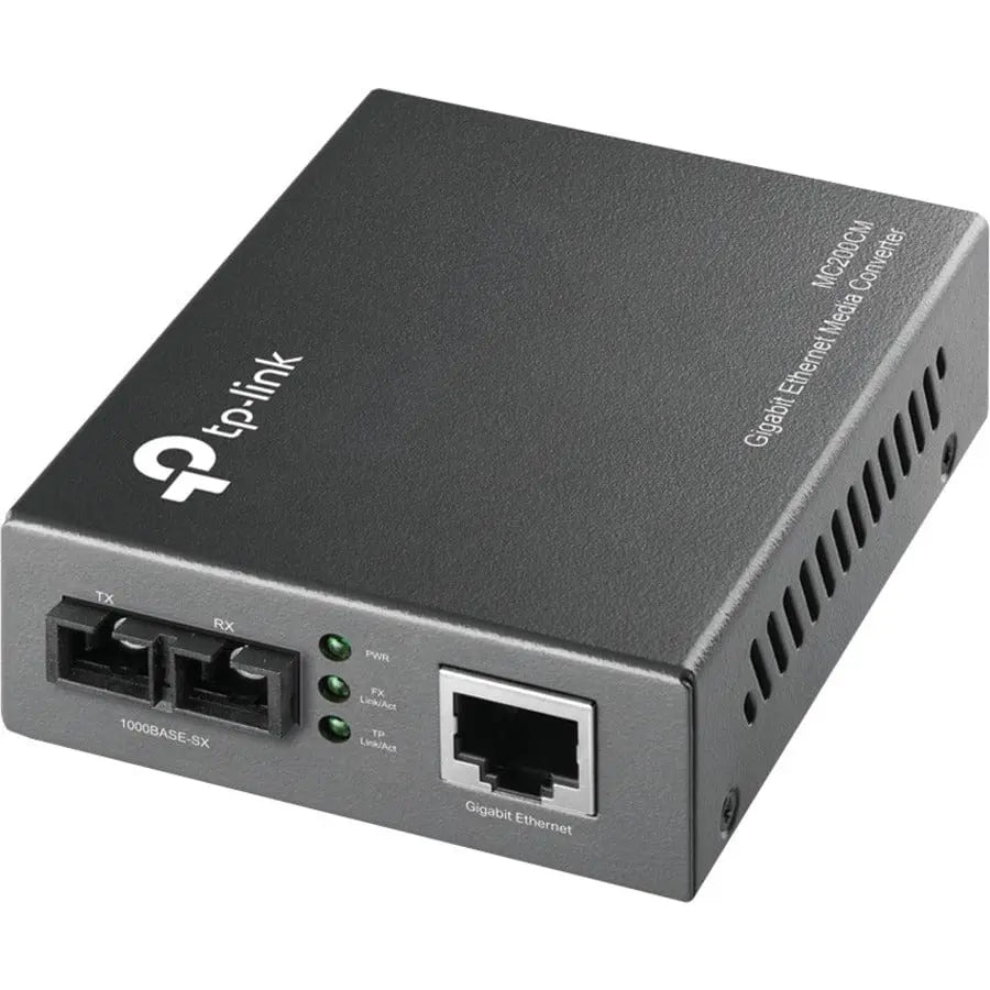 TP-LINK TP-LINK MC200CM - Gigabit SFP to RJ45 Fiber Media Converter - Black - Fiber to Ethernet Converter 10/100/1000Mbps RJ45 Port to 1000Base-SX Multi-Mode Fiber - MC200CM