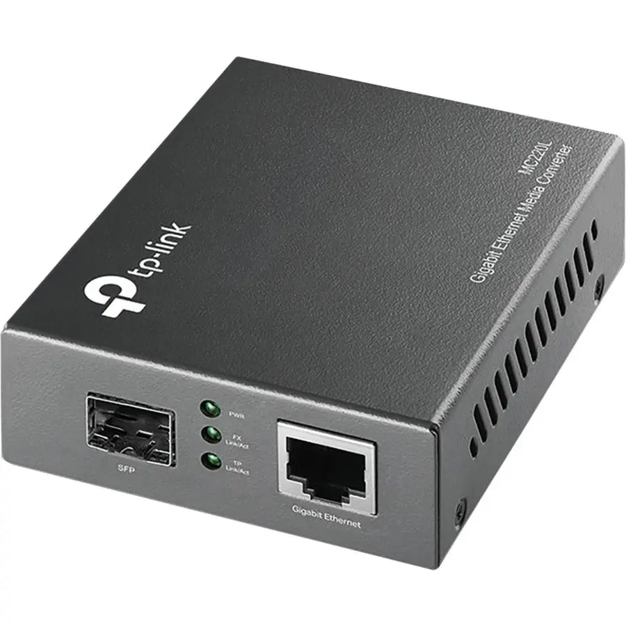 TP-LINK TP-LINK MC220L - Gigabit SFP to RJ45 Fiber Media Converter - Fiber to Ethernet Converter - Plug and Play - Durable Metal Casing - Versatile Compatibility - Auto-Negotiation - UL Certified - MC220L