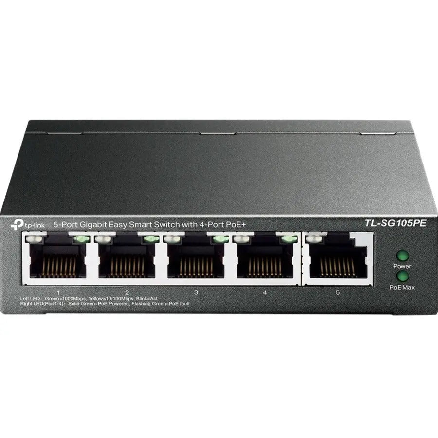 TP-LINK TP-Link TL-SG105PE - 5-Port Gigabit Easy Smart Switch with 4-Port PoE+ - Limited Lifetime Protection - 4 PoE+ Port @65W - Easy Smart - Plug & Play - Shielded Ports - Support QoS, Vlan, IGMP and Link A... - TL-SG105PE