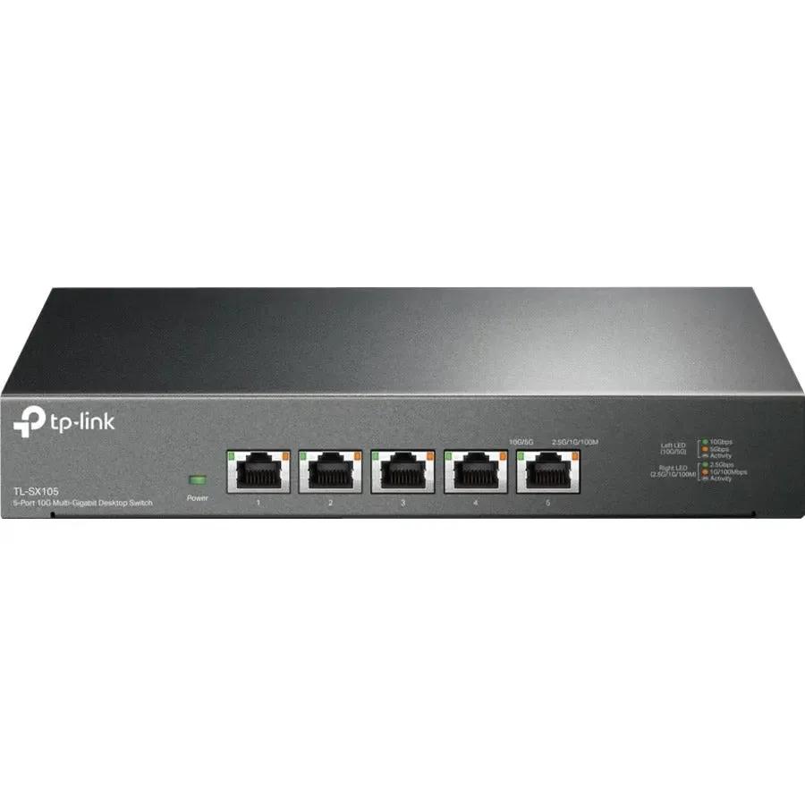 TP-LINK TP-Link TL-SX105 - 5 Port 10G/Multi-Gig Unmanaged Ethernet Switch - Limited Lifetime Protection - Desktop/Wall-Mount - Plug & Play - Fanless - Sturdy Metal Casing - Speed Auto-Negotiation - TL-SX105