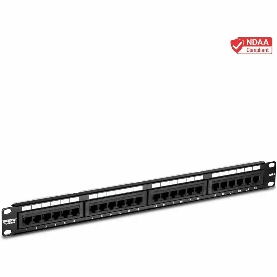 TRENDNET TRENDnet 24-Port Cat6 Unshielded Patch Panel, Wallmount or Rackmount, Compatible with Cat3,4,5,5e,6 Cabling, For Ethernet, Fast Ethernet, Gigabit Applications, Black, TC-P24C6 - Cat6 24-port Unshielde... - TC-P24C6