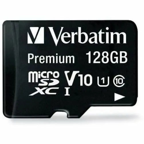 VERBATIM Verbatim 128GB Premium microSDXC Memory Card with Adapter, UHS-I Class 10 - Class 10/UHS-I (U1) - 80 MB/s Read1 Pack - 44085