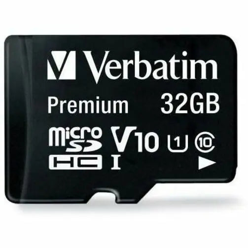 VERBATIM Verbatim 32GB Premium microSDHC Memory Card with Adapter, UHS-I Class 10 - Class 10 - 80MBps Read - 80MBps Write1 Pack - 44083