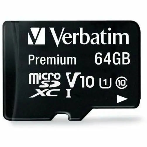 VERBATIM Verbatim 64GB Premium microSDXC Memory Card with Adapter, UHS-I Class 10 - UHS-1/Class 10 - 1pk - 44084
