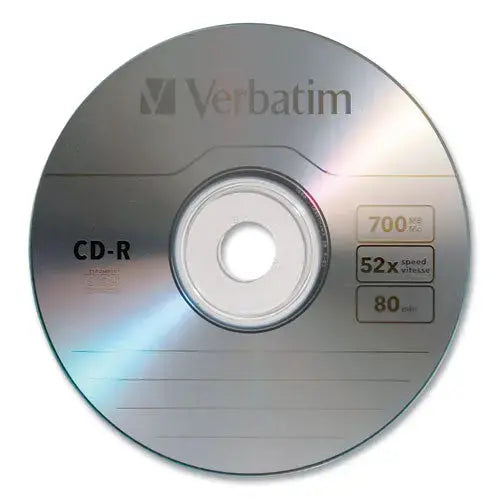 VERBATIM VERBATIM CD-R Recordable Disc, 700 MB/80 min, 52x, Slim Jewel Case, Silver, 10/Pack - 94935