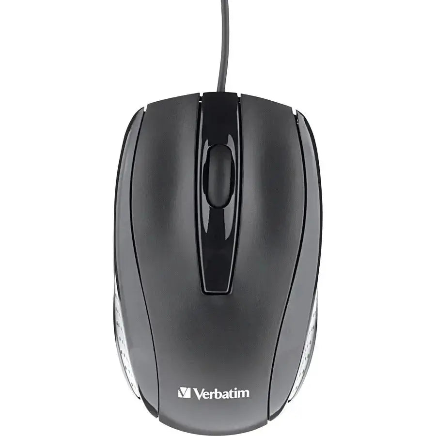 VERBATIM Verbatim Corded Optical Mouse - Black - Optical - Cable - Black - Scroll Wheel
