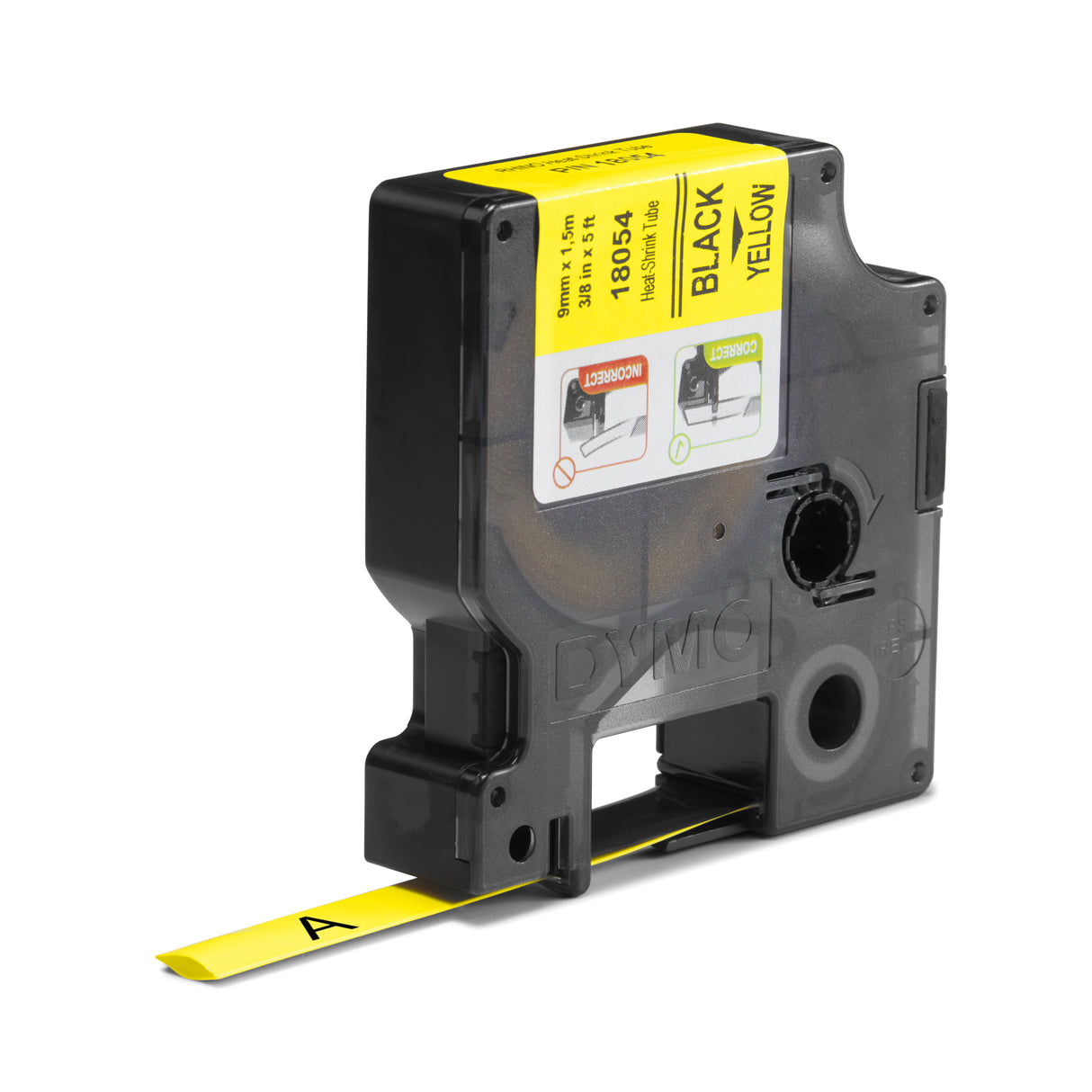DYMO Rhino Industrial Heat-Shrink Cable Label Tubes | 9 mm x 1.5 m | Black on Yellow | for Rhino Label Makers - 18054