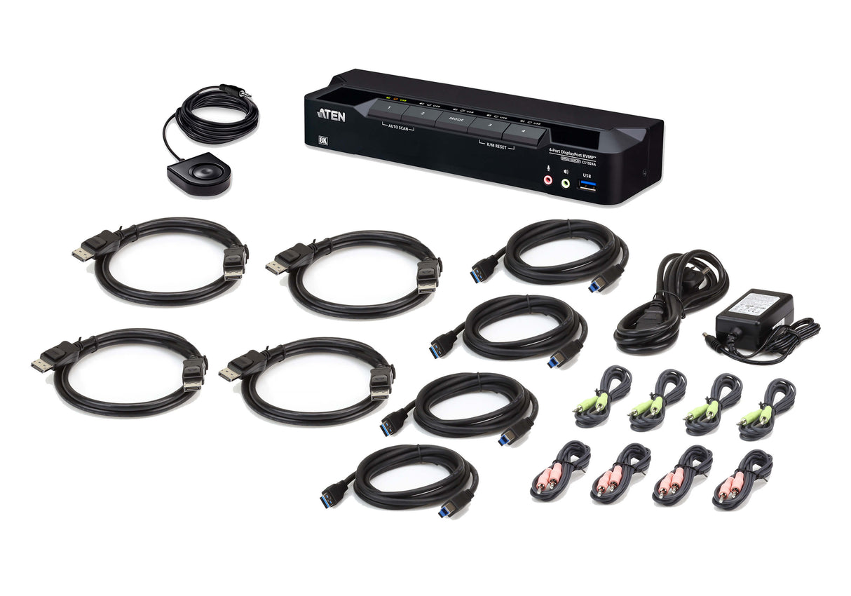 ATEN 4-Port USB 3.0 8K DisplayPort KVMP™ Switch (Cables included) - CS1924A ATEN
