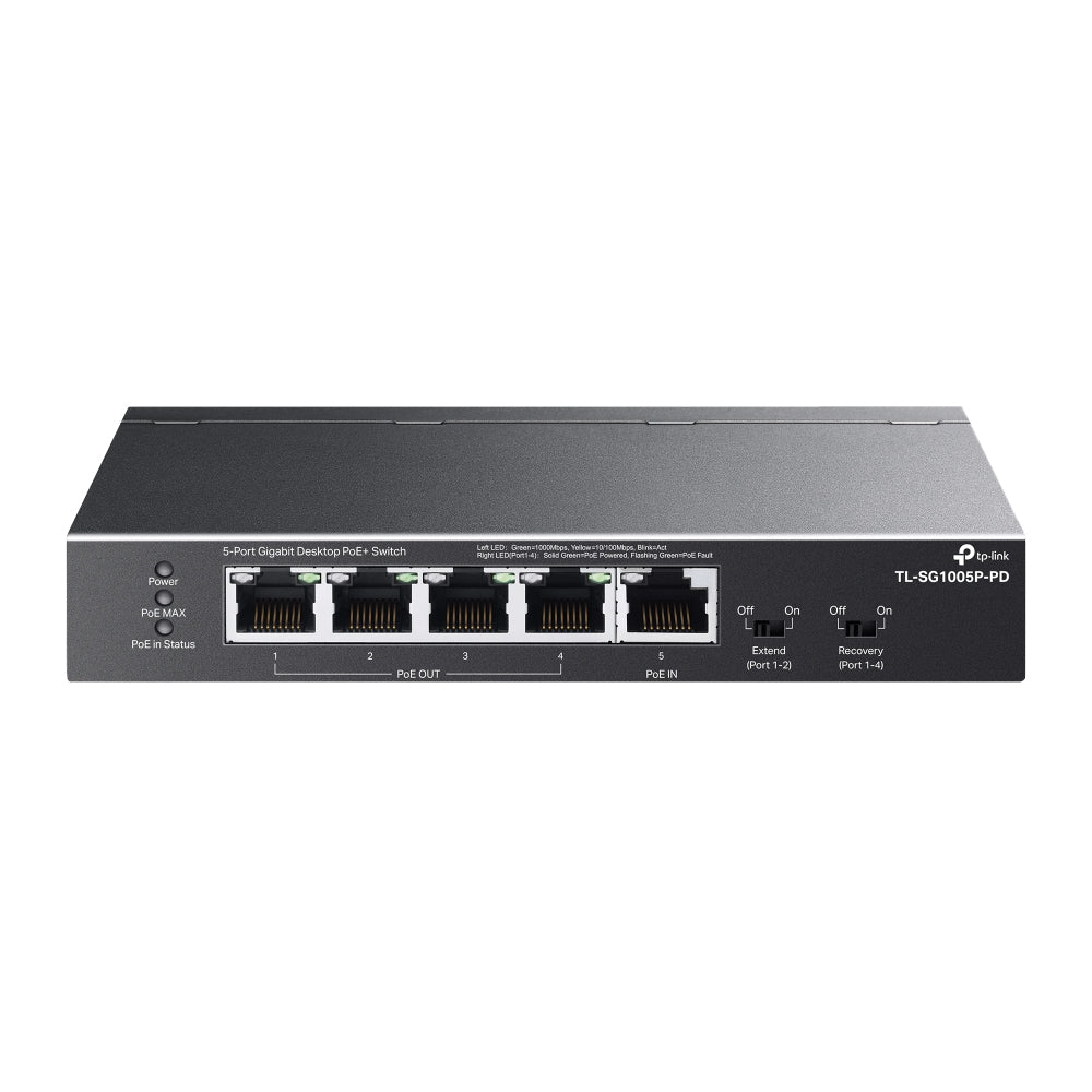 TP-Link TL-SG1005P-PD network switch Gigabit Ethernet (10/100/1000) Power over Ethernet (PoE) Black - TL-SG1005P-PD - eCommerce Business Prime