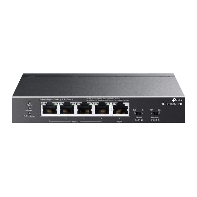 TP-Link TL-SG1005P-PD network switch Gigabit Ethernet (10/100/1000) Power over Ethernet (PoE) Black - TL-SG1005P-PD - eCommerce Business Prime